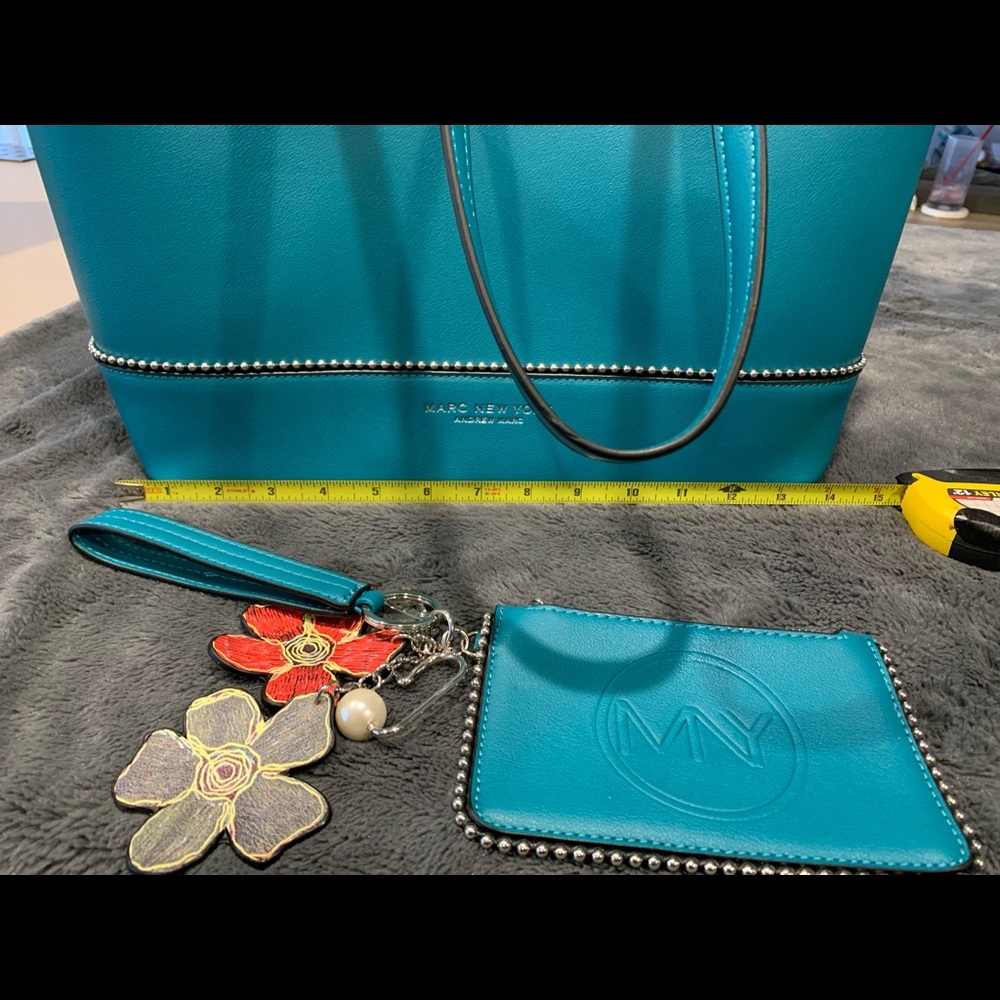 Marc New York tote, teal, two-piece set